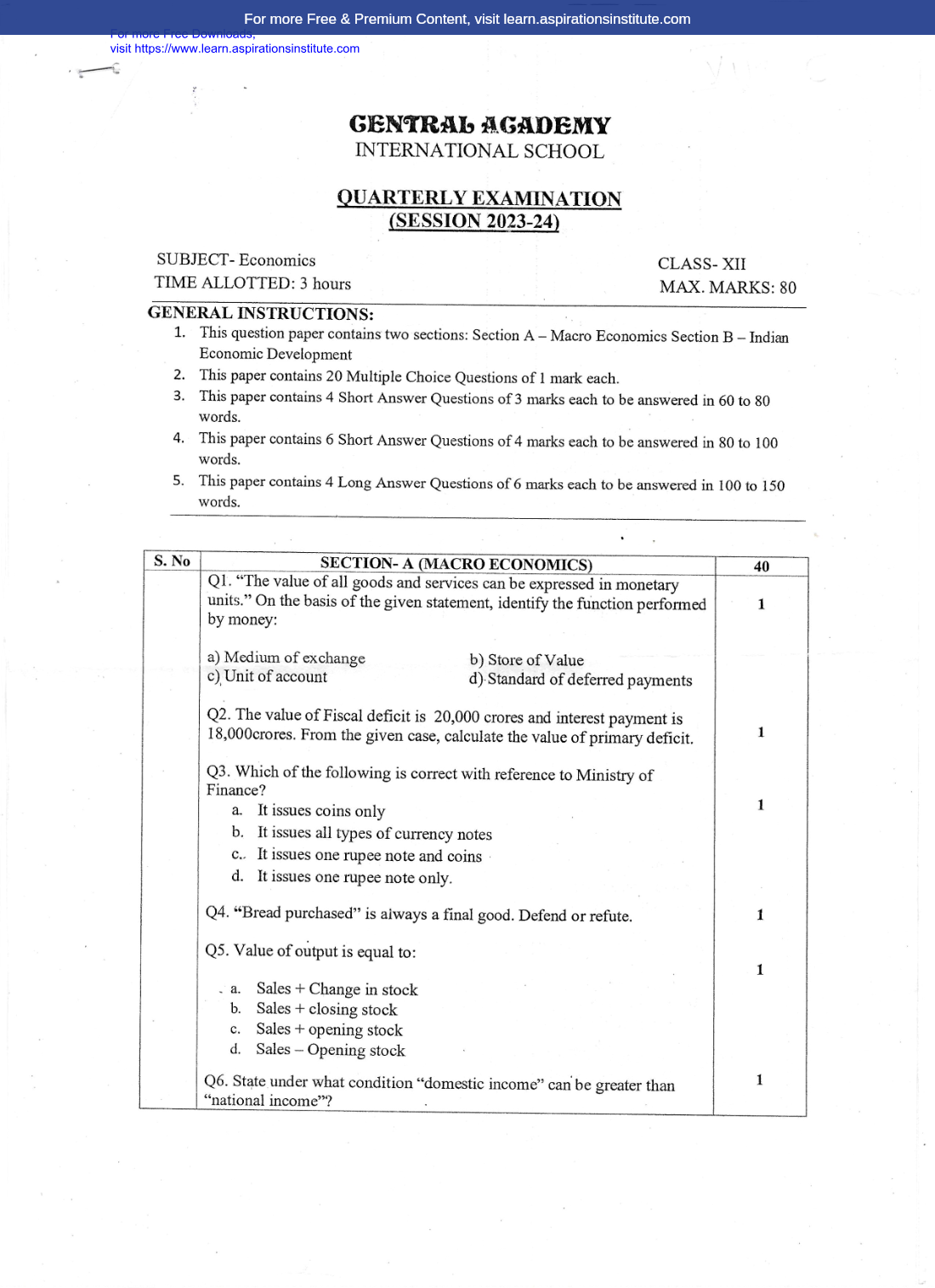 Preview page 1 of 12_Eco_HY Paper_Central Academy School_2025-26