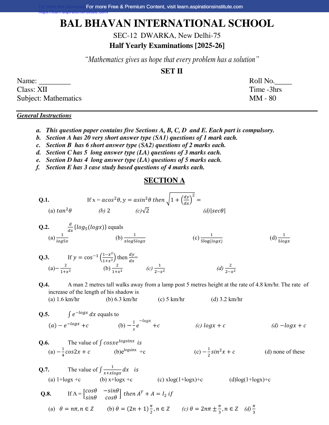 Preview page 1 of 12_Maths_HY Paper_Bal Bhawan Intl School_Set 2_2025-26