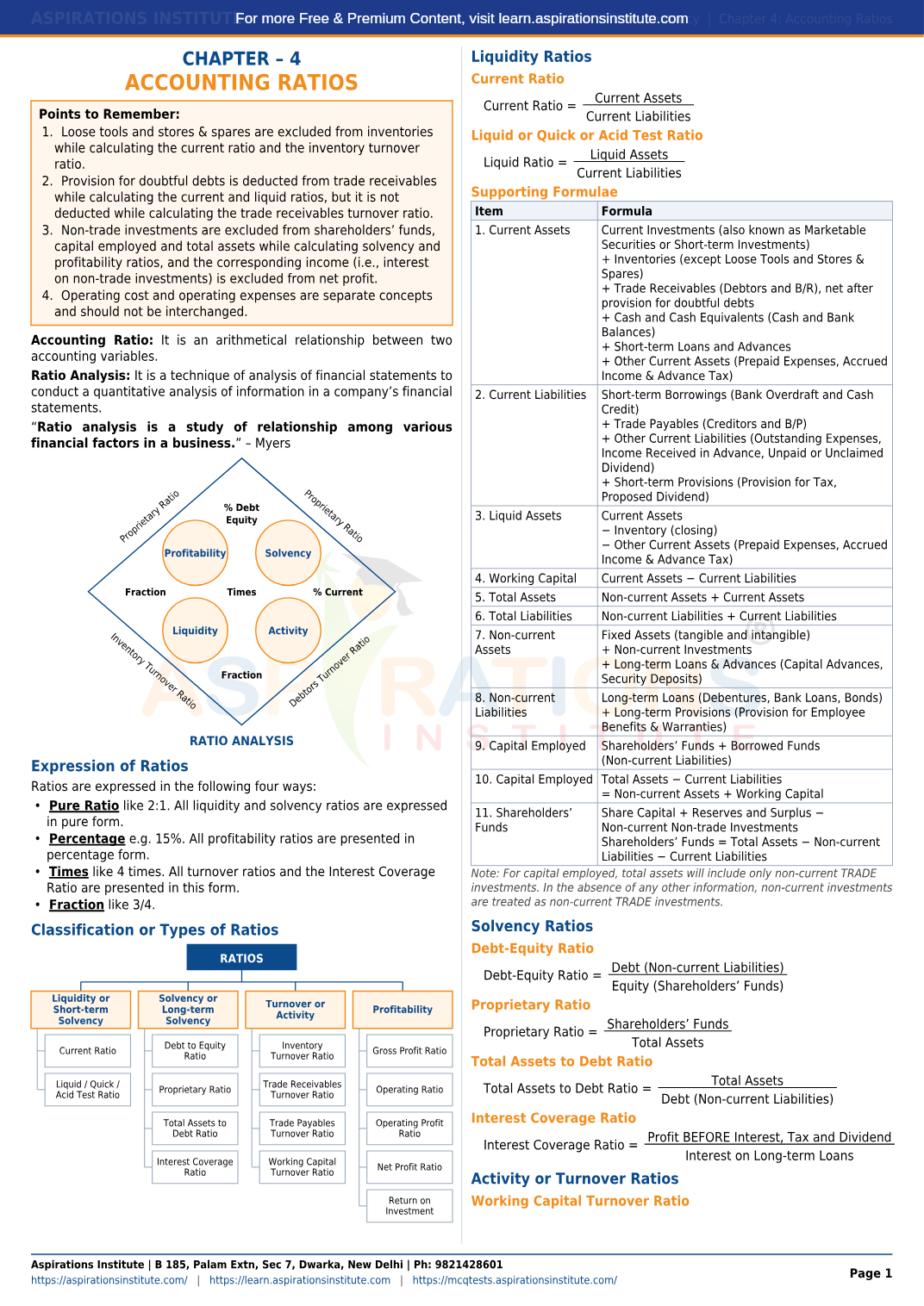 Preview page 1 of Class 12 Accountancy - Accounting Ratios