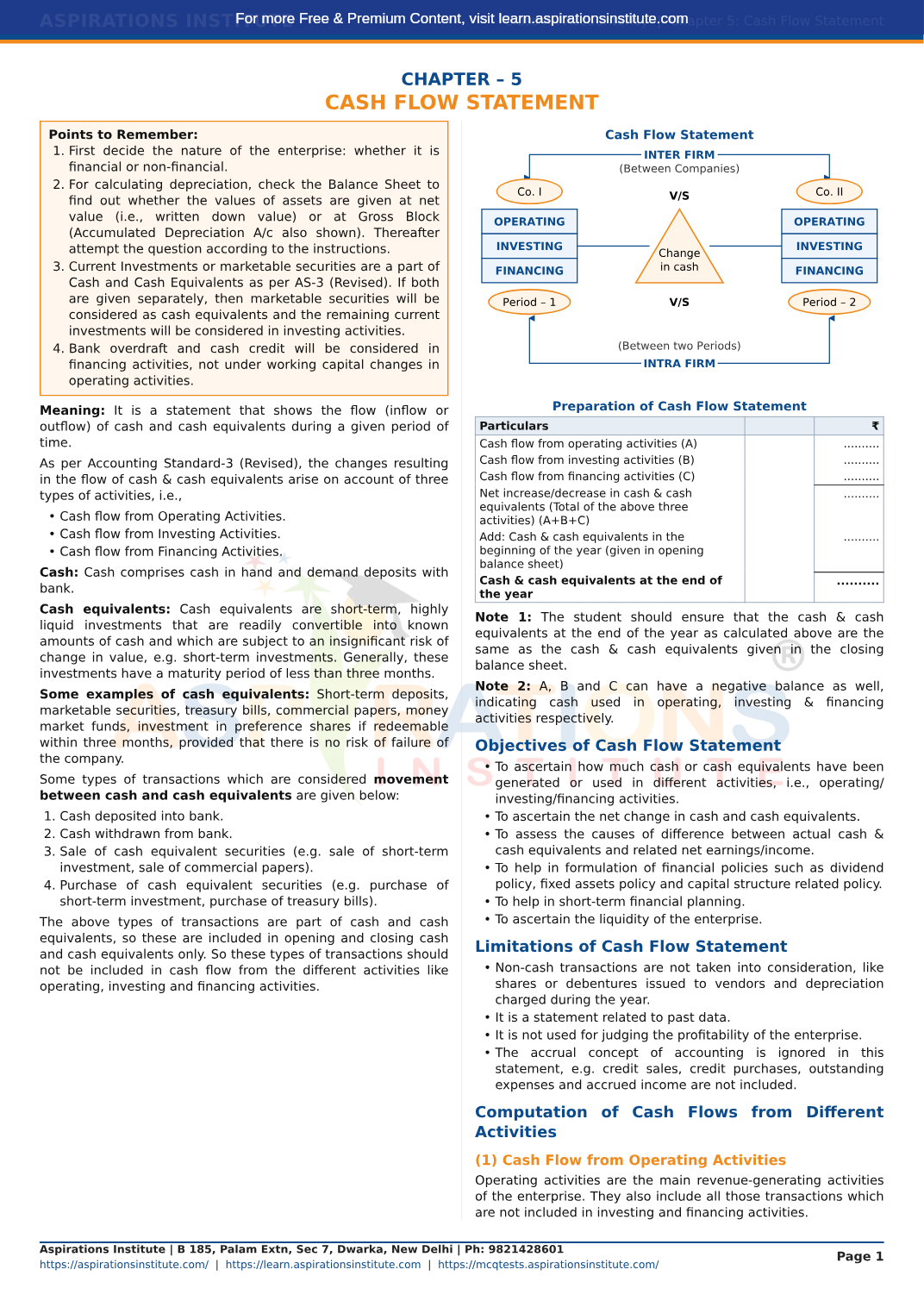 Preview page 1 of Class 12 Accountancy - Cash Flow Statement