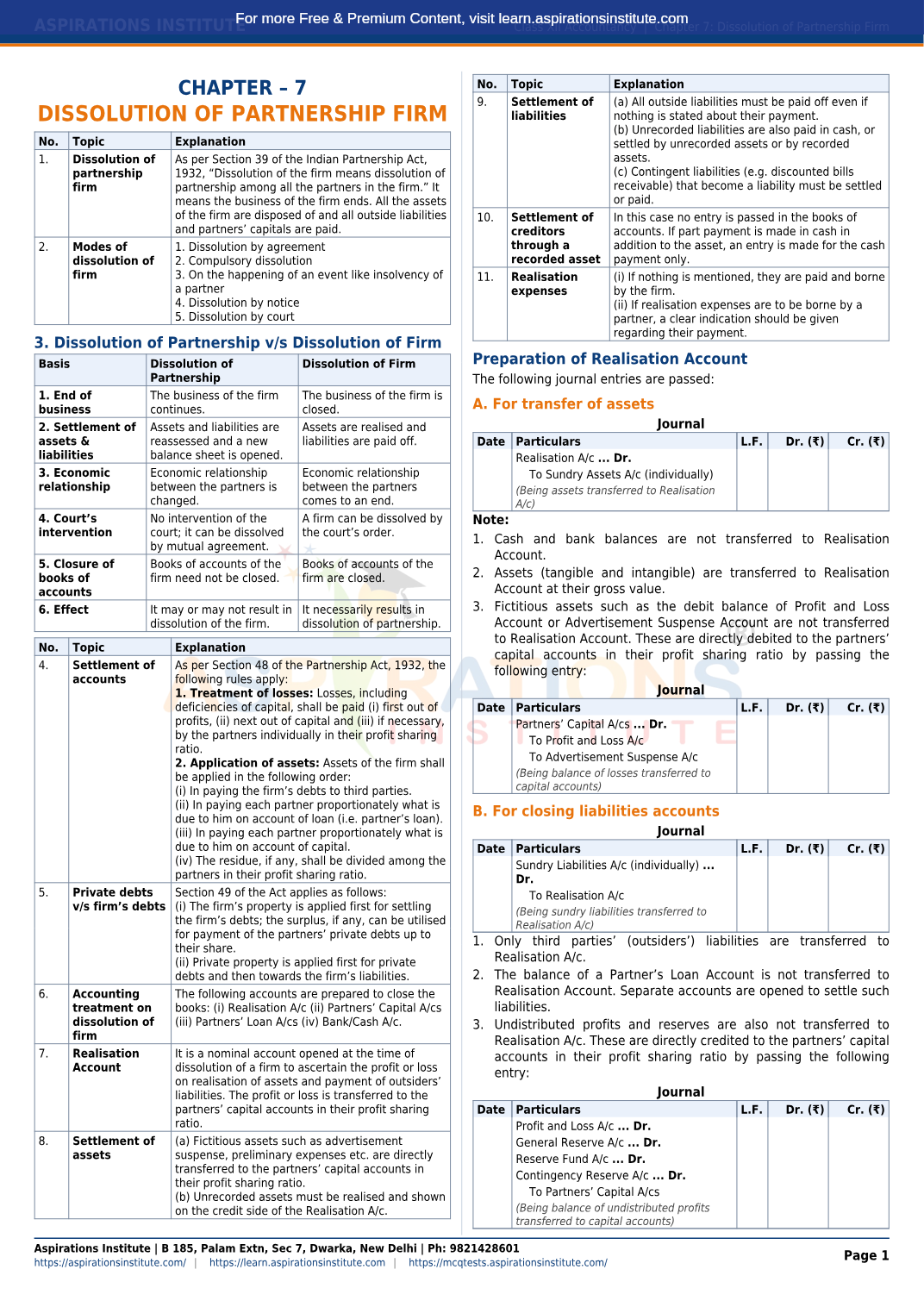 Preview page 1 of Class 12 Accountancy - Dissolution of Partnership Firm