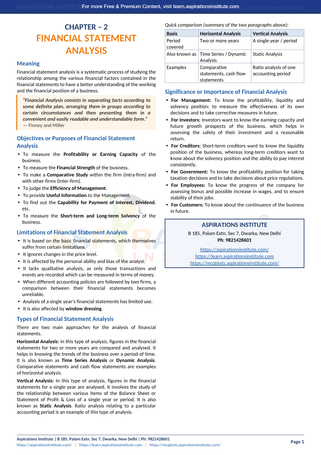 Preview page 1 of Class 12 Accountancy - Financial Statement Analysis