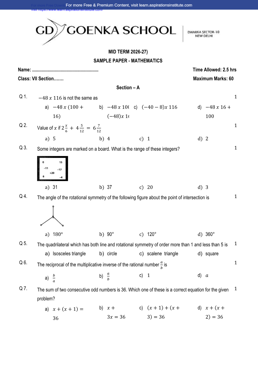 Preview page 1 of 7_Maths_HY Paper_G.D. Goenka School_2026-27