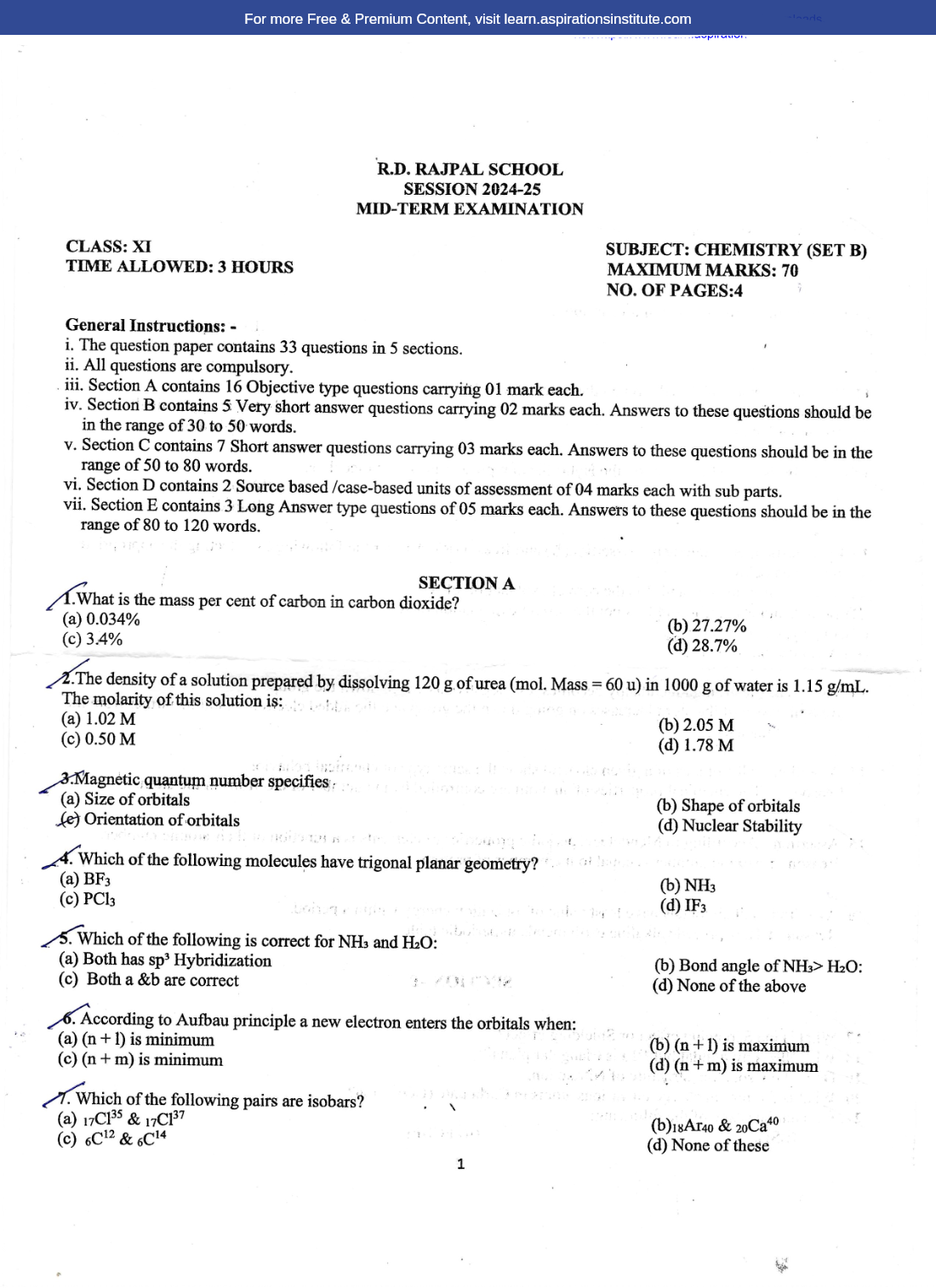 Preview page 1 of 11_Chem_HY Paper_RD Rajpal School_2024-25