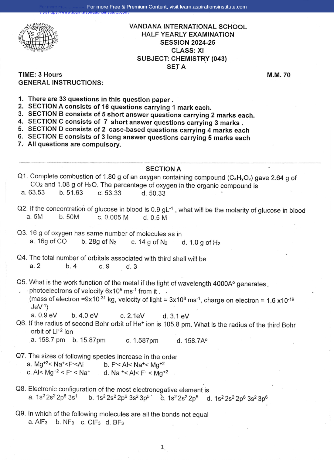 Preview page 1 of 11_Chem_HY Paper_Vandana Intl School_2024-25