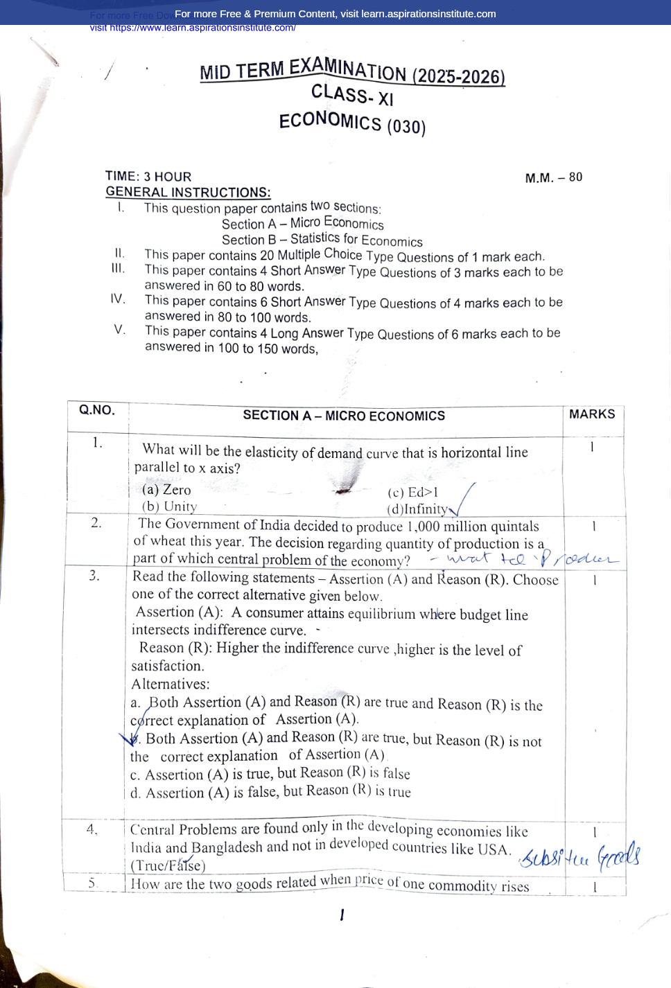 Preview page 1 of 11_Eco_HY Paper_DAV School_2025-26