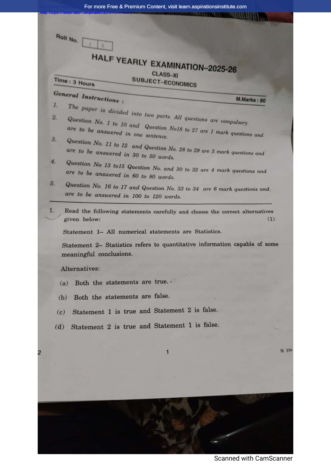 Preview page 1 of 11_Eco_HY Paper_Hans Raj School_2025-26