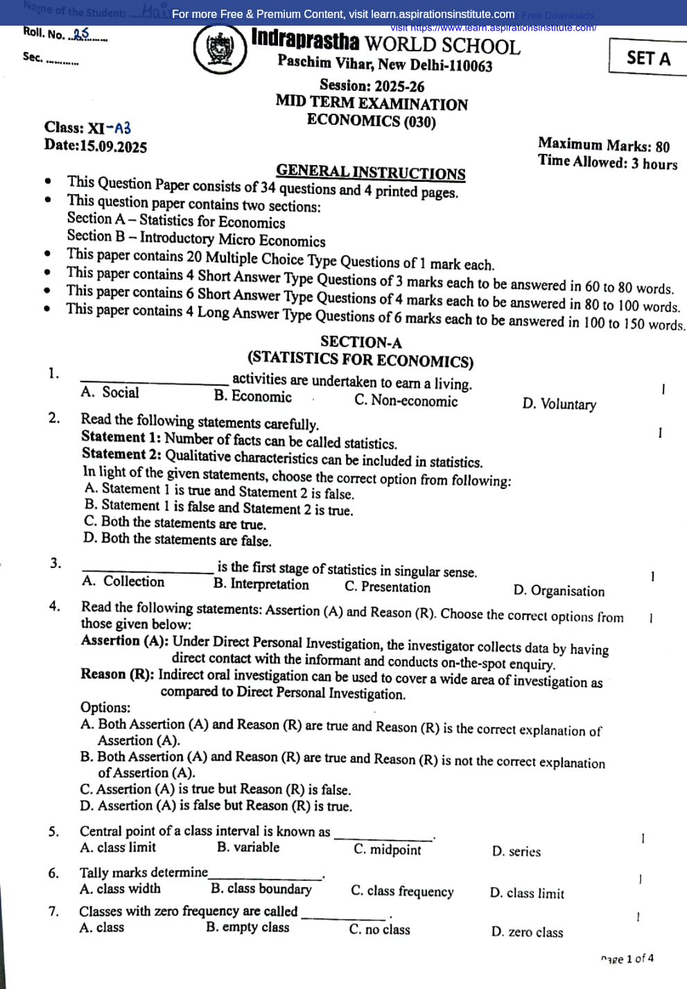 Preview page 1 of 11_Eco_HY Paper_IP World School_2025-26