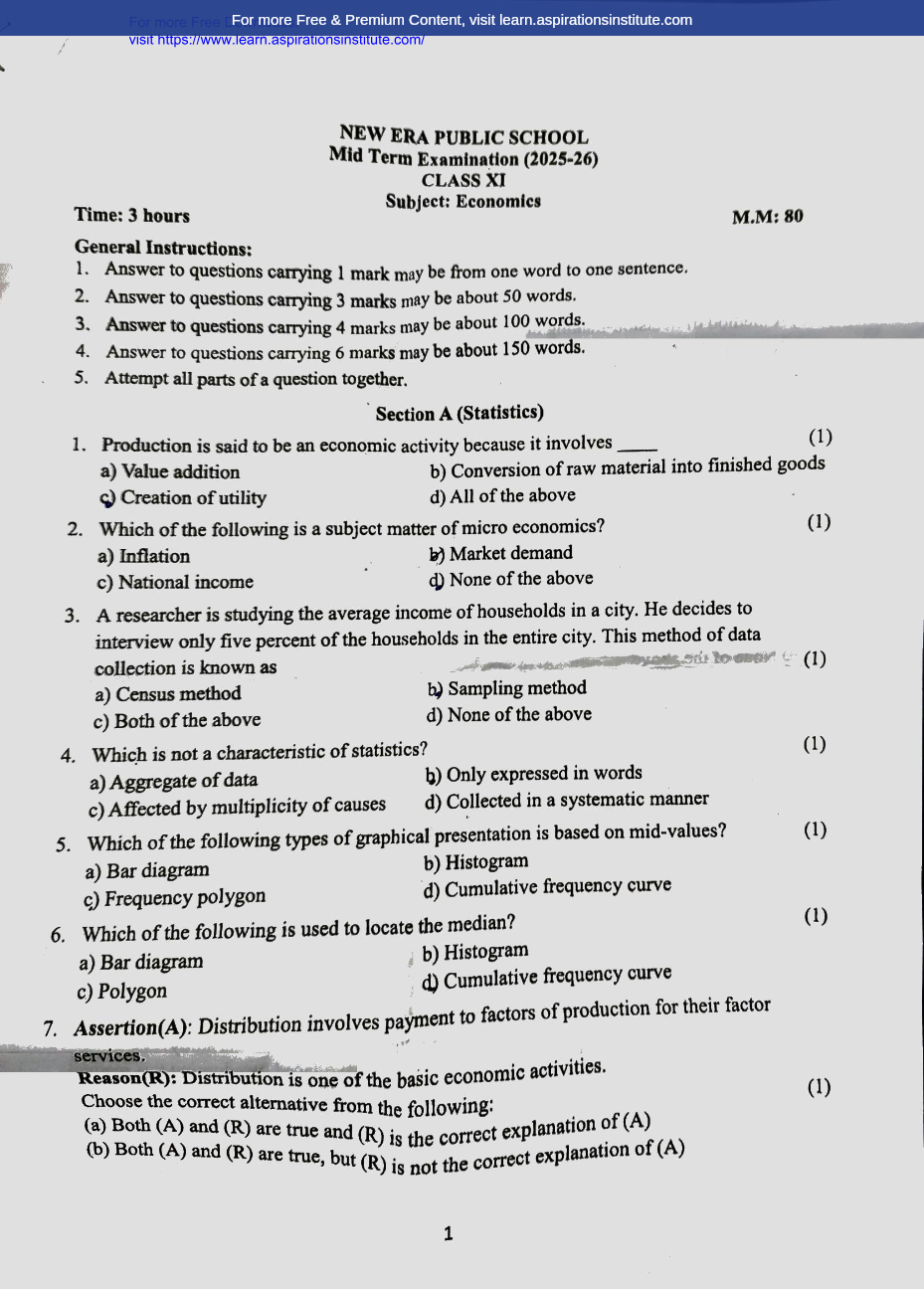 Preview page 1 of 11_Eco_HY Paper_New Era Public School_2025-26