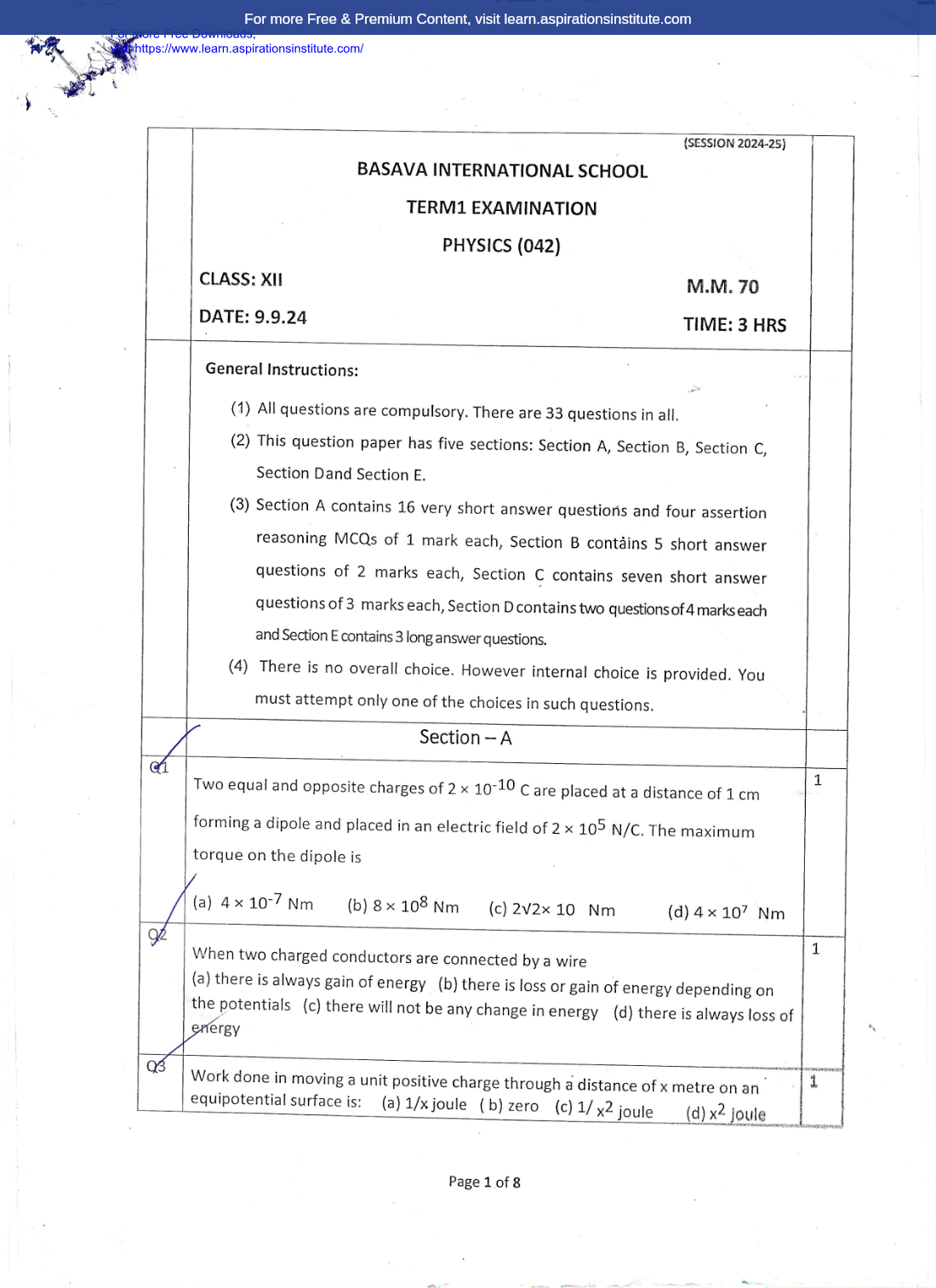 Preview page 1 of 12_Phy_HY Paper_Basava Intl. School_2024-25