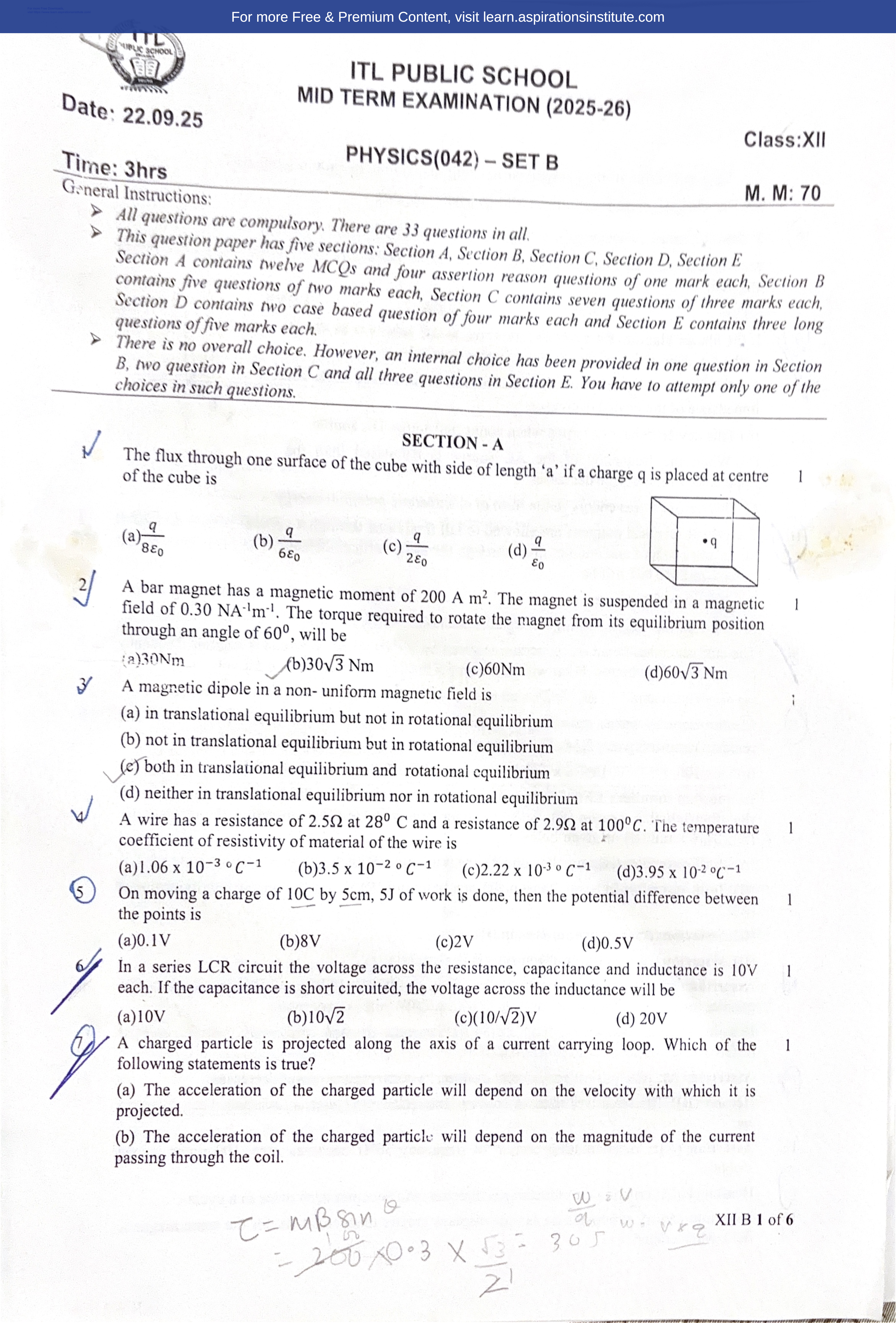 Preview page 1 of 12_Phy_HY Paper_ITL School_2025-26