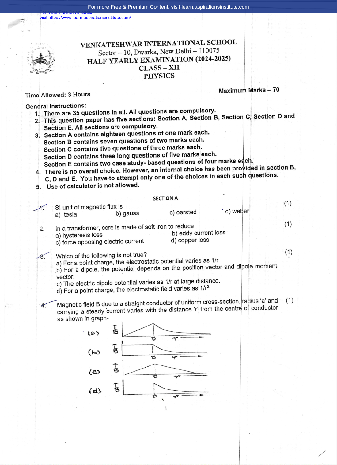 Preview page 1 of 12_Phy_HY Paper_Venkateshwar Intl. School_2024-25